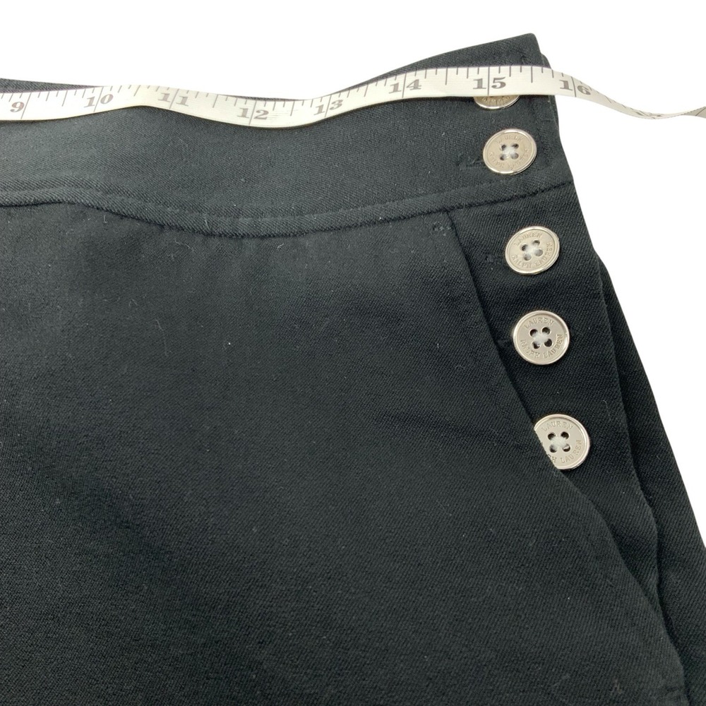 Lauren Ralph Lauren Womens Size 8P Black Pants Straight Leg Stretch Button Side - Picture 8 of 10